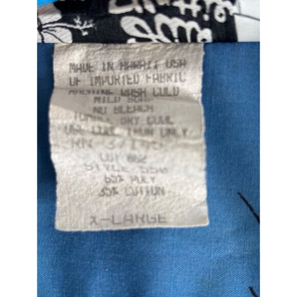 Vintage 80's Hilo Hattie Men's Blue Aloha Hawaiian Button-Down Shirt Size XL - Picture 3 of 4